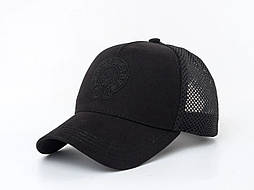 Однотонна чорна бейсболка з чорною нашивкою