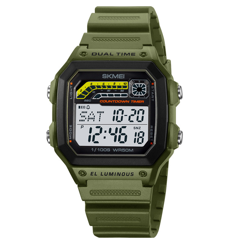 Skmei 2307 — зелений чоловічий спортивний годинник