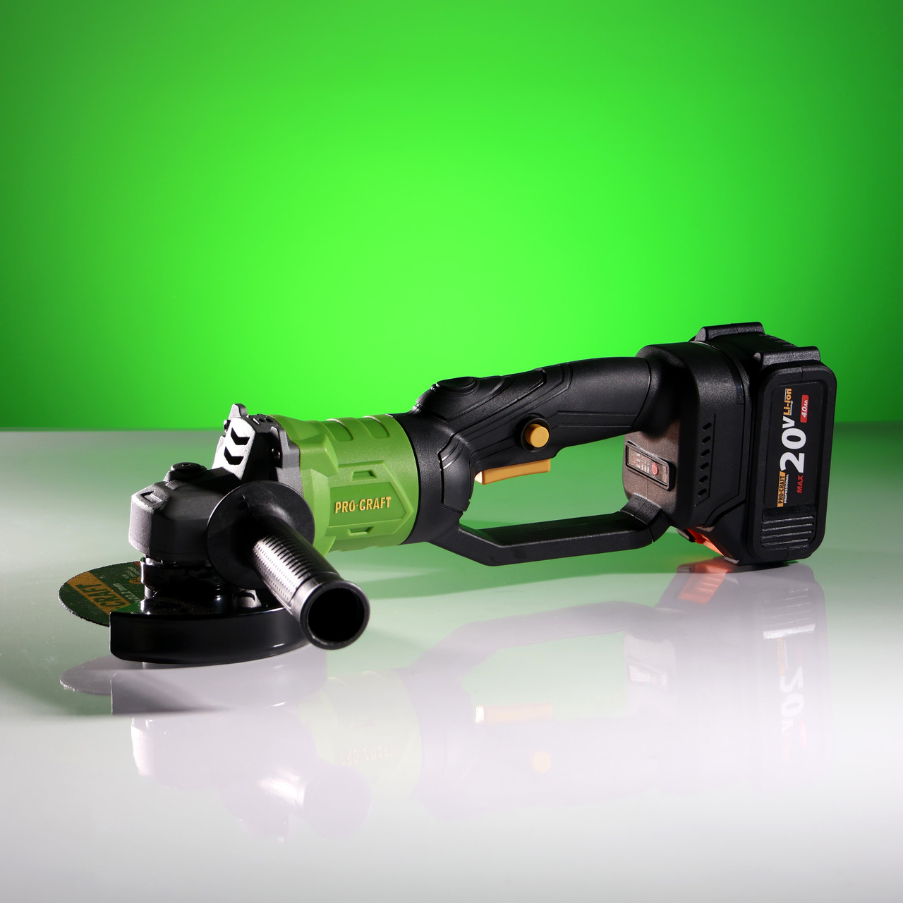 Безщіткова болгарка Procraft PWA125 (125 мм, 20В, 1 АКБ 4Аг та ЗУ) з регулюванням та стабілізацією оборотів. КШМ Прокрафт PWA-125, фото 1