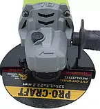 Безщіткова болгарка Procraft PWA125 (125 мм, 20В, 1 АКБ 4Аг та ЗУ) з регулюванням та стабілізацією оборотів. КШМ Прокрафт PWA-125, фото 6