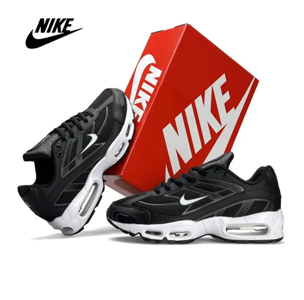 Чоловічі кросівки Nike Air Max Snox Black White, кеди Найк шкіра текстиль чорні весна осінь літо Чоловіче взуття