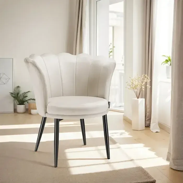 Крісло з м'якою оксамитовою оббивкою Stella, кремовий/чорний колір, фото 1