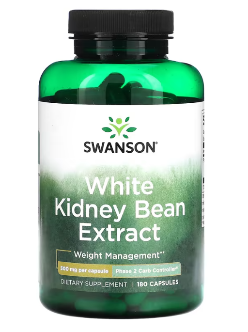 White Kidney Bean Extract 500 мг Swanson 180 капсул, фото 1