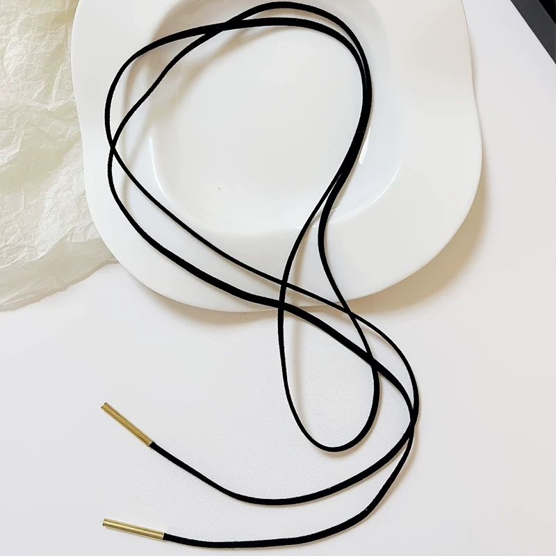Довгий чокер шнурок чорного кольору, фото 1