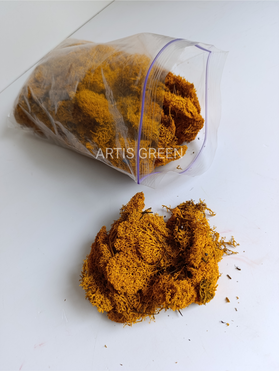 Мох преміум для декору зі знижкою до кінця тижня. Прямі поставки. Жовтий, 250 г, фото 1