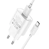 Сетевое зарядное устройство Hoco C109A (USB/QC3.0) + USB кабель Type-C-белый, фото 3