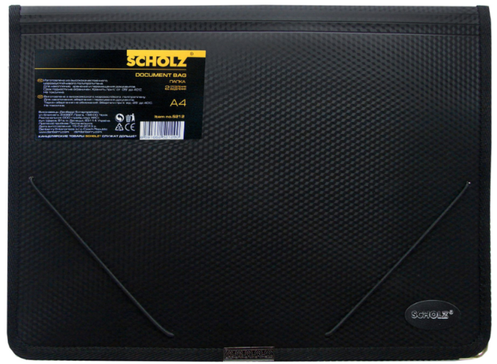 Папка на гумках, А4, "Scholz", 2 відділення, чорна, 5212, фото 1