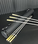 Набір шампурів Д12 , ручка з гільзи в шкіряному тубусі (6шт), фото 2