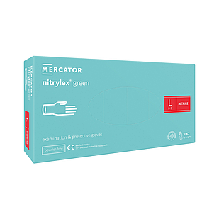 Рукавички нітрилові Нітрилекс GREEN, nitrylex 50 пар/100 шт, L