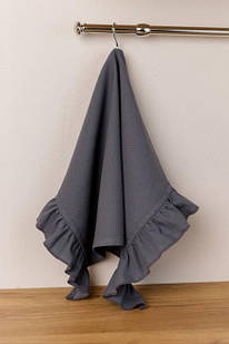 Рушник кухонний з рюшем Каберне графіт 38х60см