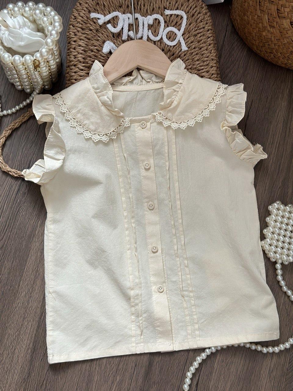Блуза на дівчинку з коміром Молочний 69078, 30, SUSUBUYI, Молочний, Для дівчаток, Літо, 110, фото 1