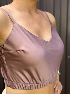 Топ на резинці з шовку Армані Шоколадний