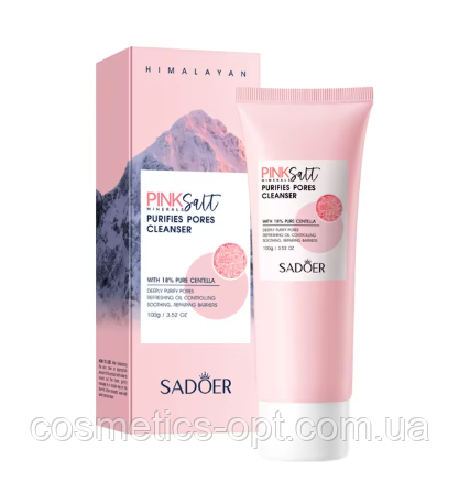 Заспокійлива пінка для звуження пор із рожевою сіллю Sadoer Pink Salt, 100 g, фото 1
