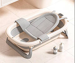 Дитяча складана ванночка для купання з термометром і матрациком Сіра