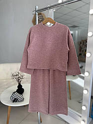 Комплект для дівчинки 2-а теплий Кофта + штани Пудровий 8053, Happy Star, Пудровий, Дівчинка, Весна Осінь, 116