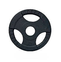 Диск для олімпійської штанги з хватами млинець для штанги на олімпійський гриф GoodLift 5 кг діаметр 51 мм, фото 2