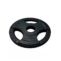 Диск для олімпійської штанги з хватами млинець для штанги на олімпійський гриф GoodLift 5 кг діаметр 51 мм, фото 3