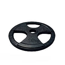 Диск для олімпійської штанги з хватами млинець для штанги на олімпійський гриф GoodLift 10 кг діаметр 51 мм, фото 3