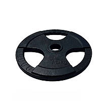 Диск для олімпійської штанги з хватами млинець для штанги на олімпійський гриф GoodLift 15 кг діаметр 51 мм, фото 3