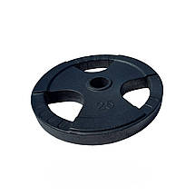 Диск для олімпійської штанги з хватами млинець для штанги на олімпійський гриф GoodLift 25 кг діаметр 51 мм, фото 3