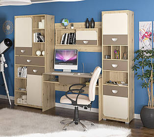 Дитяча стінка з пеналами та столом 2,5 Ламі Меблі Сервіс Артизан/Шампань/Латте