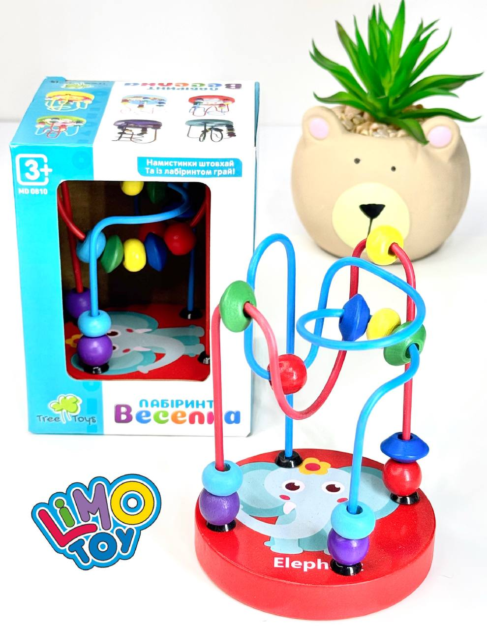Дерев'яна іграшка пальчиковий лабiринт "Веселка" MD 0810 Слонення, фото 1