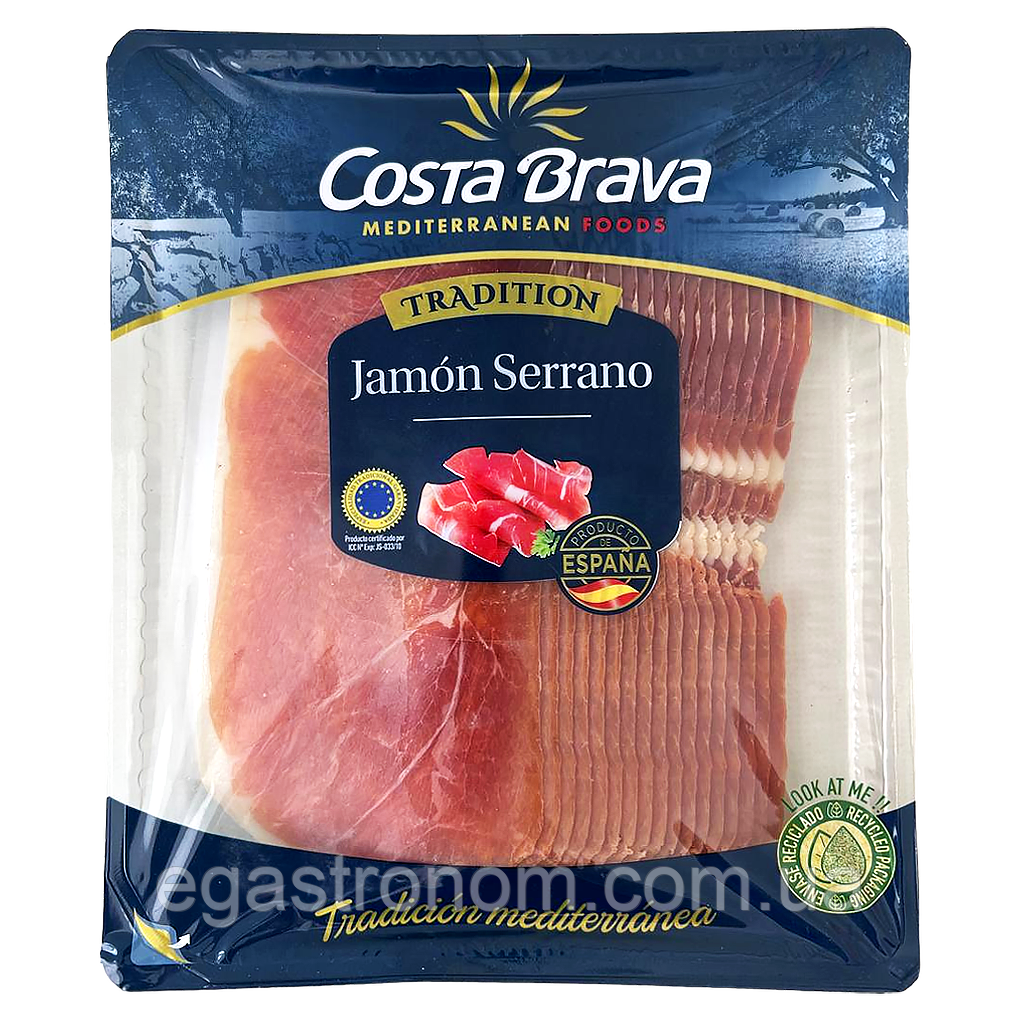 Хамон нарізка серрано Коста Брава serrano Costa Brava 250g 14шт/ящ (Код: 00-00017893), фото 1