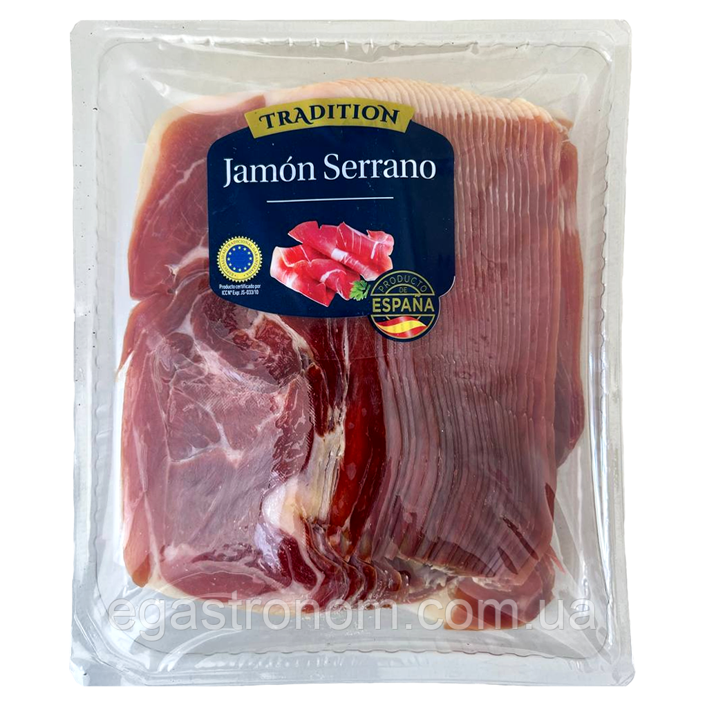 Хамон нарізка cеррано Коста Брава serrano Costa Brava 500g 8шт/ящ (Код: 00-00017894), фото 1