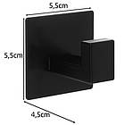 Настінні самоклеючі гачки Ruhhy 24649 — 4 шт, чорний матовий, до 5 кг, фото 2