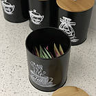 Набір кухонних контейнерів Ruhhy 24578 — 4×1,5 л, матовий чорний, бамбукові кришки, фото 10