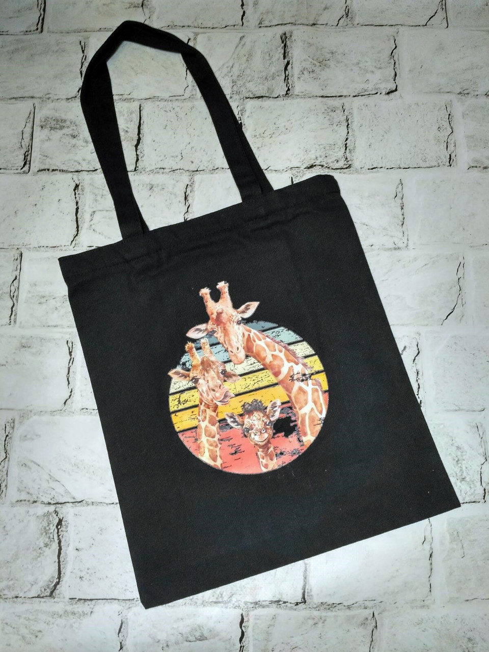 Сумка шопер екосумка Жираф 34х40 см Чорна 24-472-2