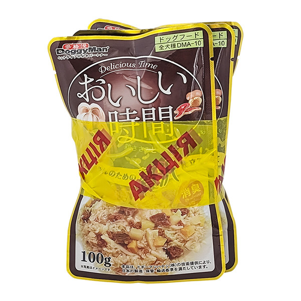 3+1 НАБІР DoggyMan Low Fat Chicken & Beef ДОГГІМЕН КУРКА З ЯЛОВИЧИНОЮ в желе вологий корм, консерви для собак, пауч 4х100г, фото 1