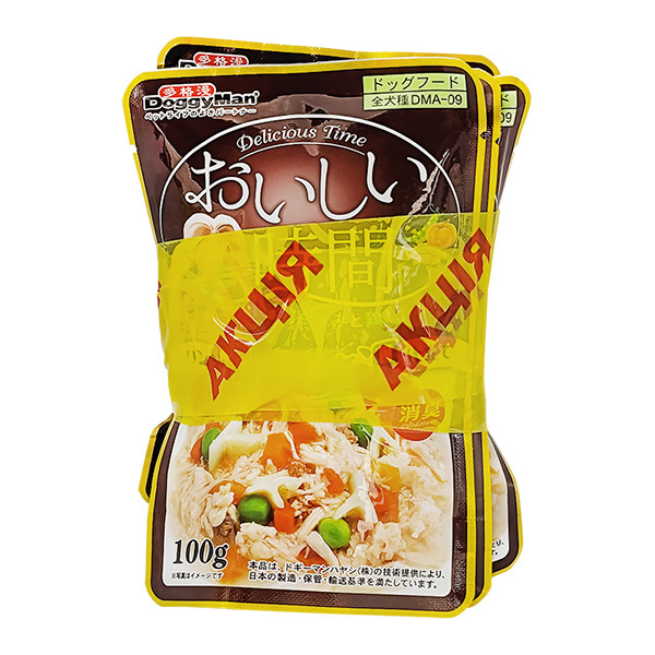 3+1 НАБІР DoggyMan Low Fat Chicken & Cartilage ДОГГІМЕН КУРКА З ХРЯЩЕМ в желе вологий корм, консерви для собак, пауч 4х100г, фото 1