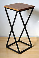 Табурет лофт барний Вектор чорний/горіх 65 см