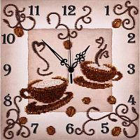 Набір для вишивки бісером Годинник "Аромат кави", 25х25 см