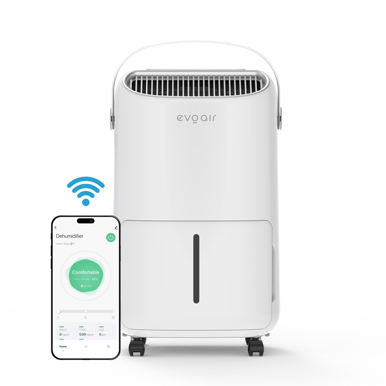 Осушувач повітря EvoAir NovaDry 12 Smart 12л/24год датчик вологості іонізація УФ-лампа сушіння одягу резервуар 2,5л білий кремовий, фото 1
