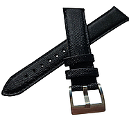 Ремінець для годинника Seiko SNZG SRPH field watch канвас+кожа (нейлон)  [ ЧОРНИЙ, 20 ММ ], фото 4