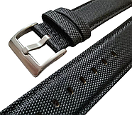 Ремінець для годинника Seiko SNZG SRPH field watch канвас+кожа (нейлон)  [ ЧОРНИЙ, 20 ММ ], фото 3