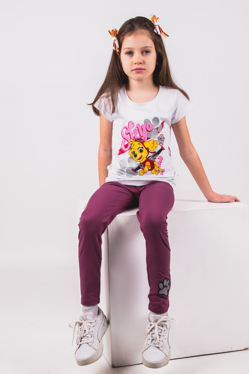 Дитячий комплект для дівчинки футболка + лосини Скай, фото 1