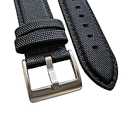 Ремінець для годинника Seiko SNZG SRPH field watch канвас+кожа (нейлон)  [ ЧОРНИЙ, 20 ММ ], фото 5