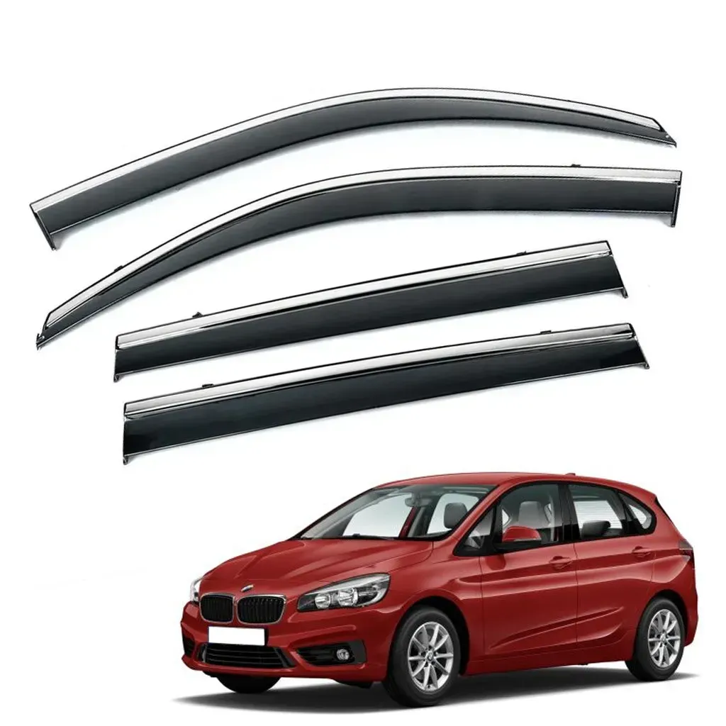 Дефлекторы окон HAWK на BMW 2 Series F45 2014-2021 Ветровики с хром полоскою Хавк на БМВ 2 серия Ф45, фото 1