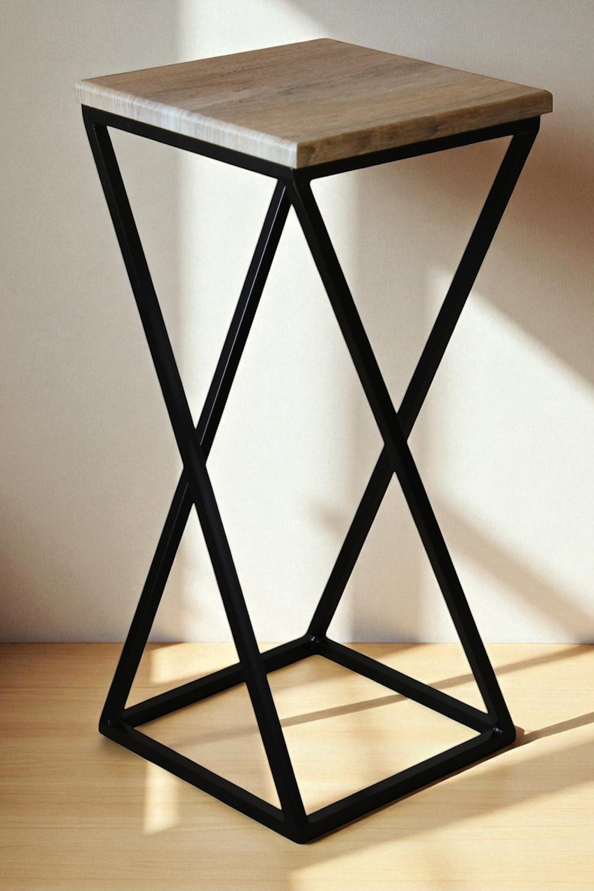 Барний табурет Лофт Вектор чорний/дуб сонома Наша Ковка, фото 1