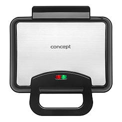 Вафельниця електрична 1000 Вт на 2 вафлі з керамічними пластинами Concept VF-3040 Steel Black