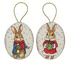 Набір для створення вишитої іграшки "Зайчики", 10х13,5 см, 2 шт