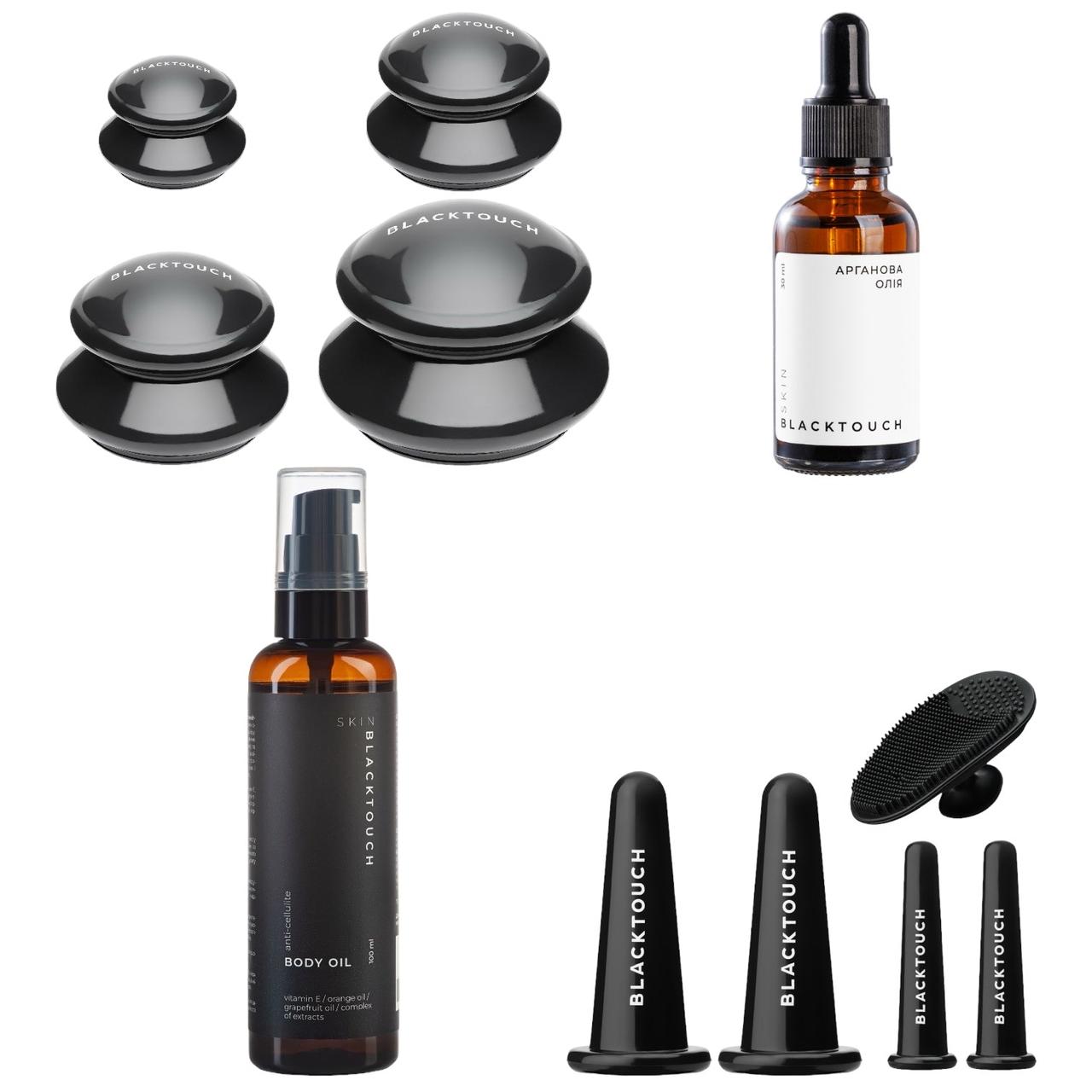 Комплект Вакуумні банки для тіла + Вакуумні баночки для обличчя + Олія для тіла/обличчя, фото 1