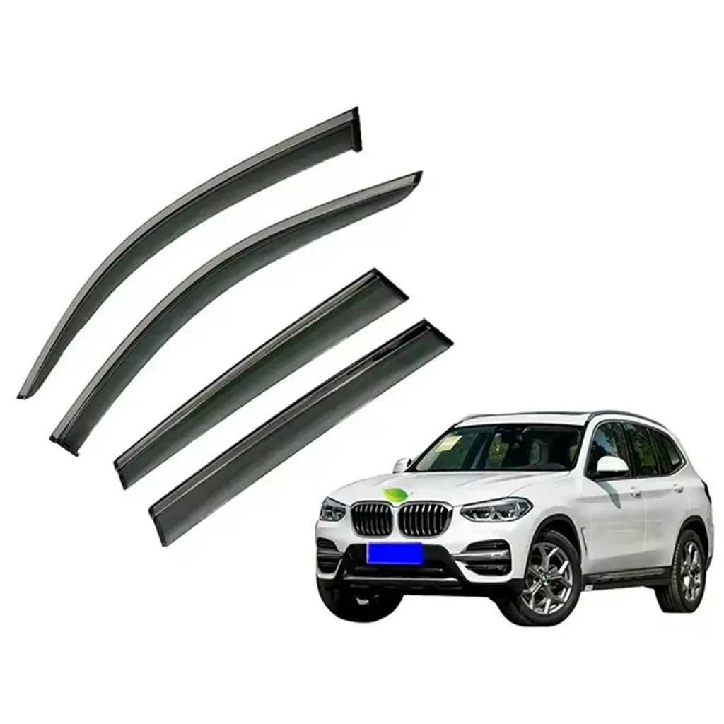 Дефлекторы окон HAWK на BMW X3 2017-2021 Ветровики с хром полоскою Хавк на БМВ Х3, фото 1