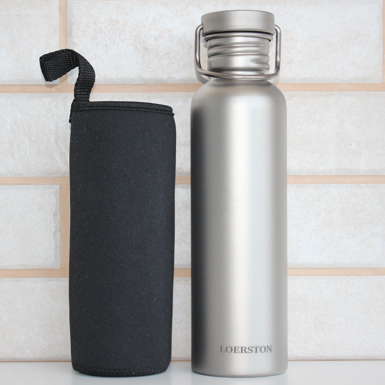 Пляшка титанова для туризму та походу спортивна фляга для води LOERSTON Titanium 750 мл з чохлом, фото 1