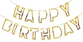 Гірлянда паперова "Happy Birthday" золото