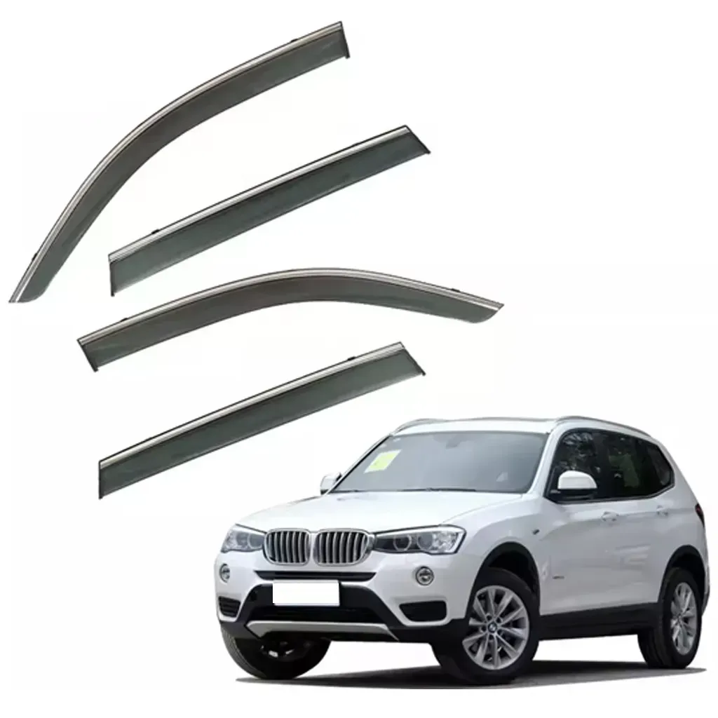 Дефлектори вікон HAWK на BMW X3 F25 2011-2017 Вітровики з хром-смужкою Хавк на БМВ Х3 Ф25, фото 1