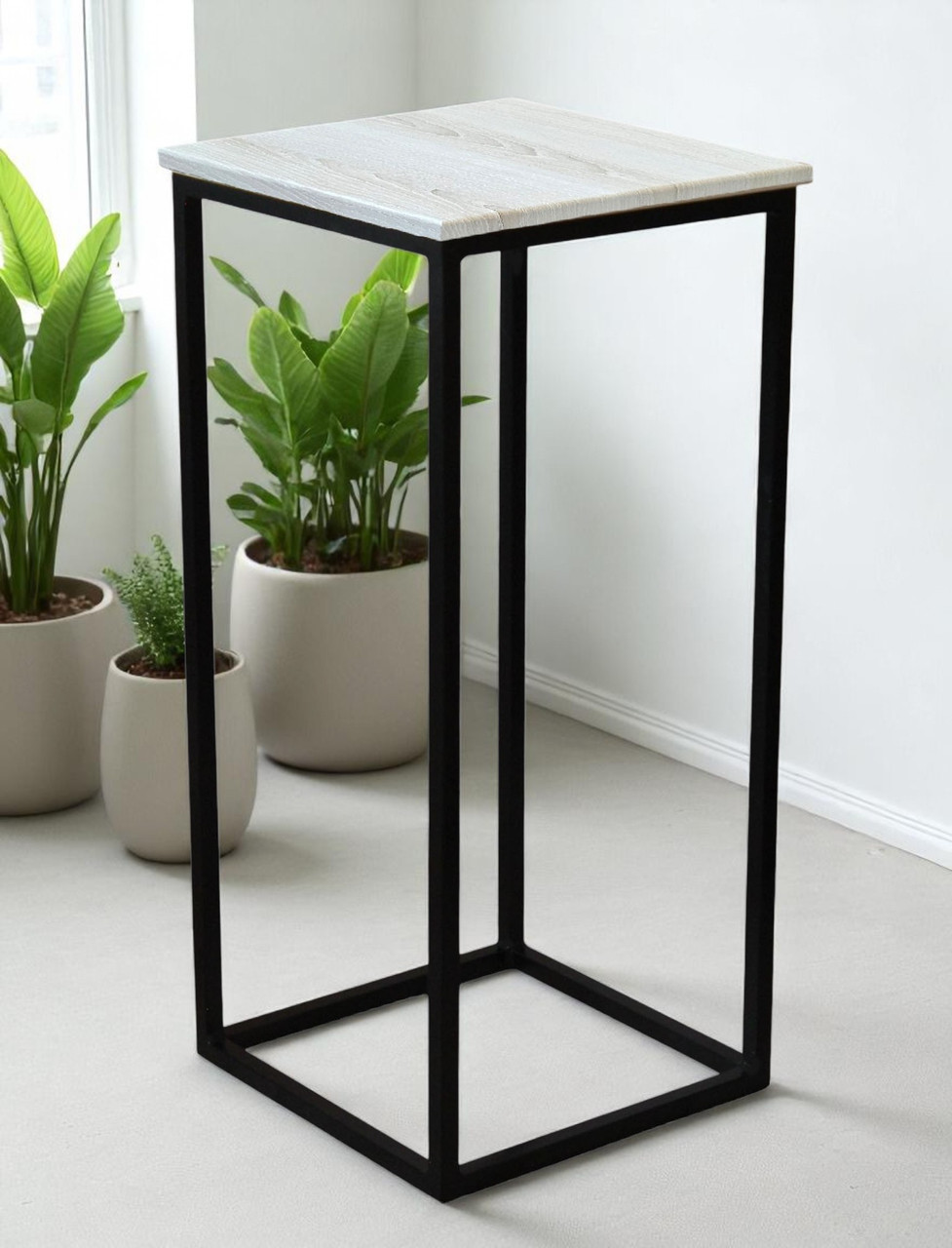 Підлогова підставка під квітку лофт 65 см Monolit чорний/аляска, фото 1